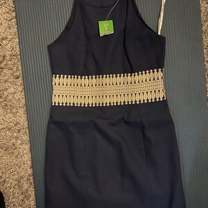 Lilly Pulitzer Navy Dress with Gold Detailing
